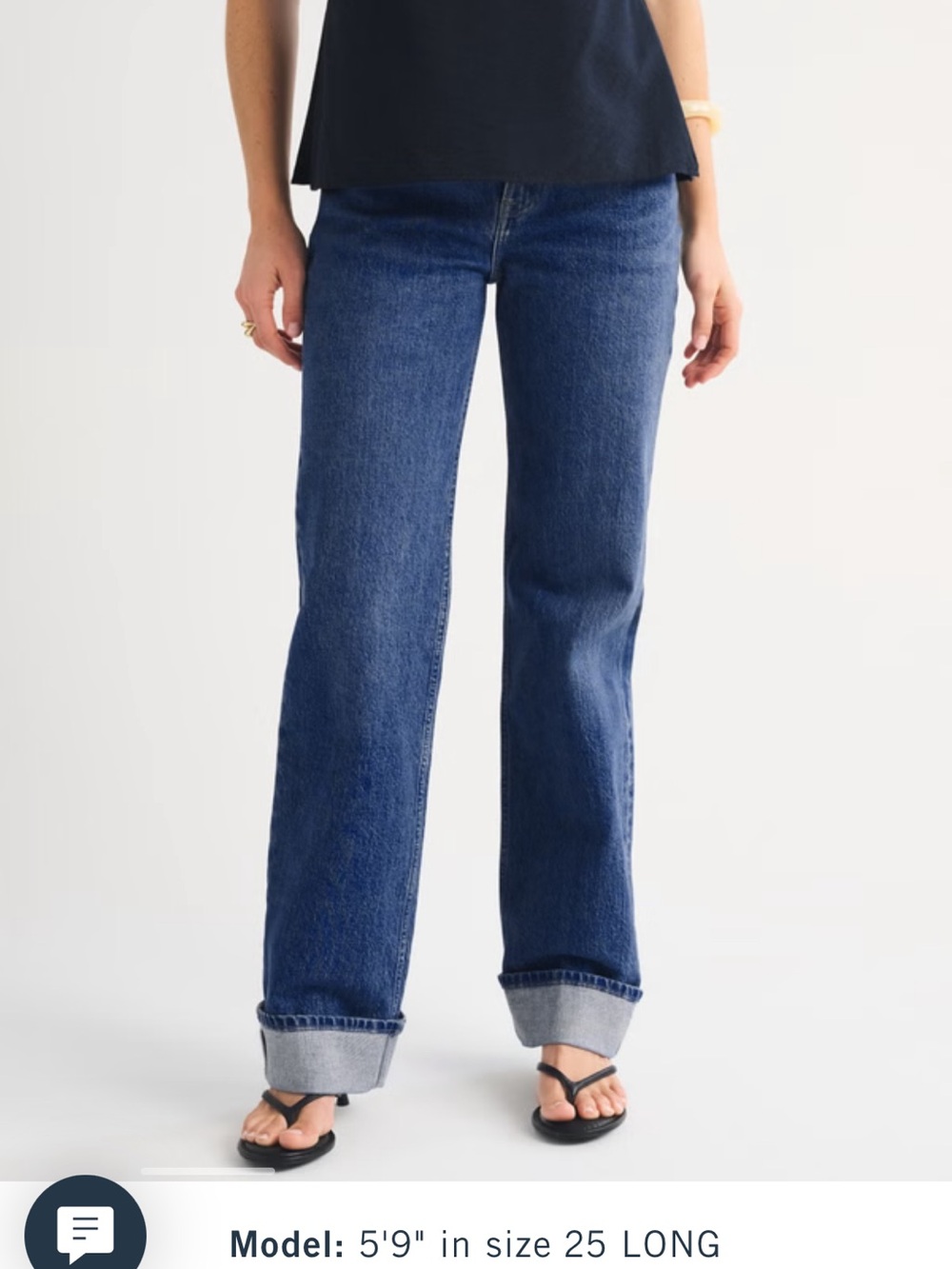 Abercrombie & Fitch High Rise 90s Relaxed Dark Denim With Cuff